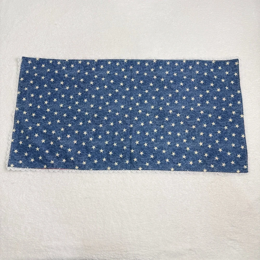 Handmade Christmas 4th of July Reversible Quilted Patchwork Table Runner  30x15